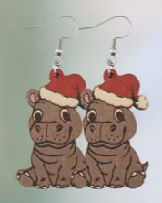 Hippo Christmas Earring