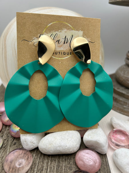 Crinkle Designed Painted Metal Boho Chic Earrings