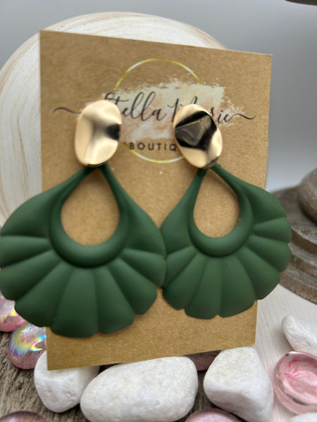 Painted Scalloped Boho Metal Earrings