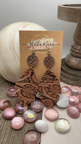 Brown Leather Earrings