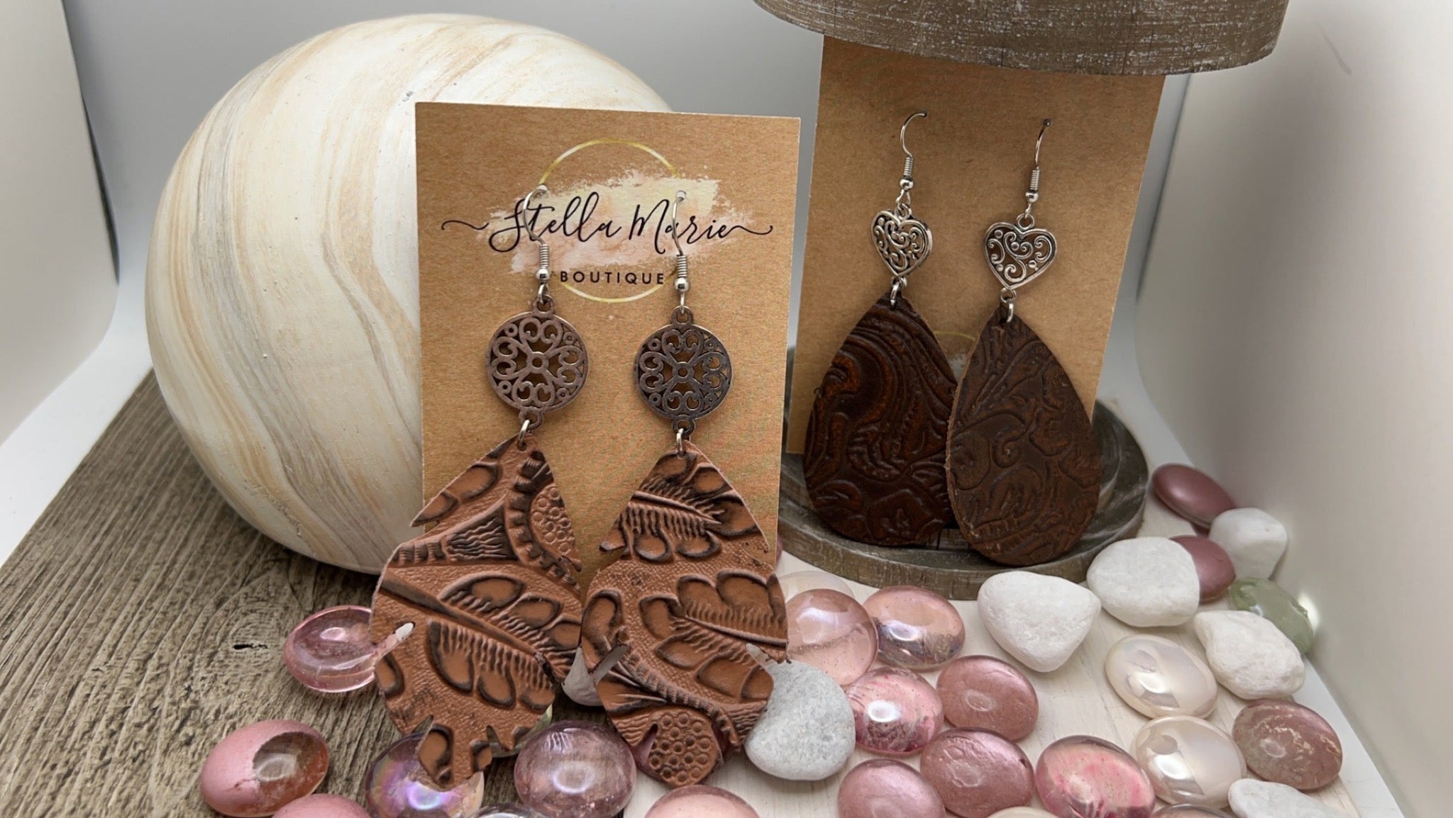 Brown Leather Earrings