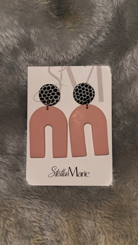 Pink and Black Clay Earrings