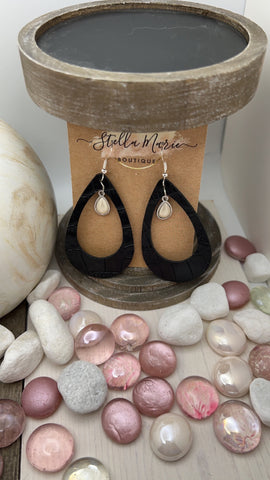 Leather with Tear Drop charm Earring