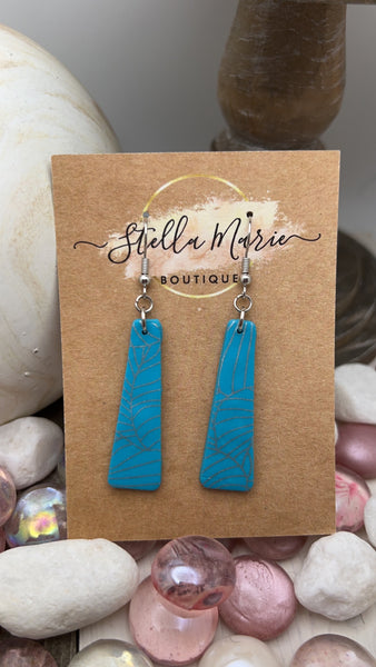 Blue Clay with Gold Leaf Earrings