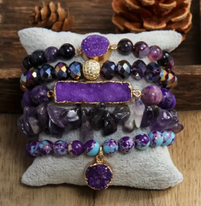 Purple Bracelet Stack